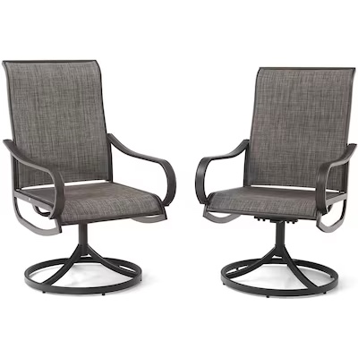 PHI VILLA 2 Black Steel Frame Swivel Dining Chair(s) Set of 2 