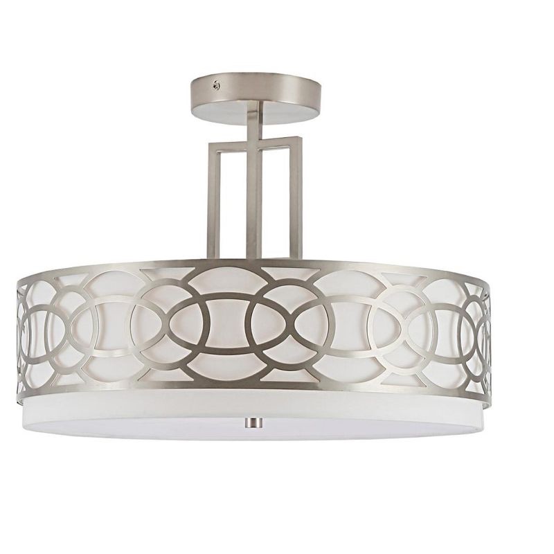 Semi Flush Mount Ceiling Light Metal amd Linen. Classic/Modern Style Base Color: Bronze