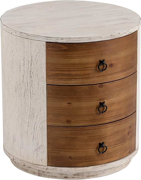 Brown Circular Nightstand Drawer
