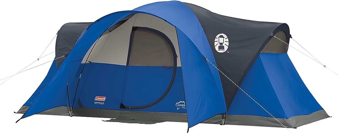 Coleman Camping Tent | 8 Person Montana Cabin Tent with Hinged Door