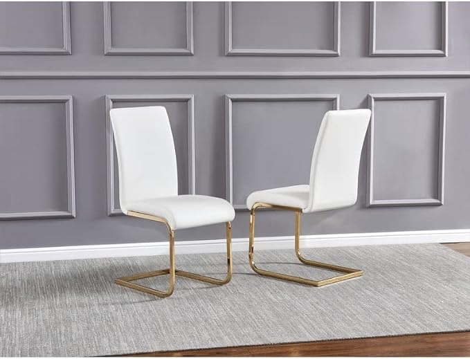 Best Master Furniture T01 Dining Side Chairs (Set of 2) White (Gold