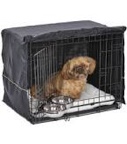 iCrate Dog Crate Starter Kit | 24-Inch Dog Crate Kit Ideal for Small Dog Breeds (weighing 13 - 25 Pounds) || Includes Dog Crate, Pet Bed, 2 Dog Bowls & Dog Crate Cover (Black)