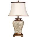 StyleCraft Home Collection 28-in Antique White with Gold Accents 3-Way Table Lamp with Fabric Shade
