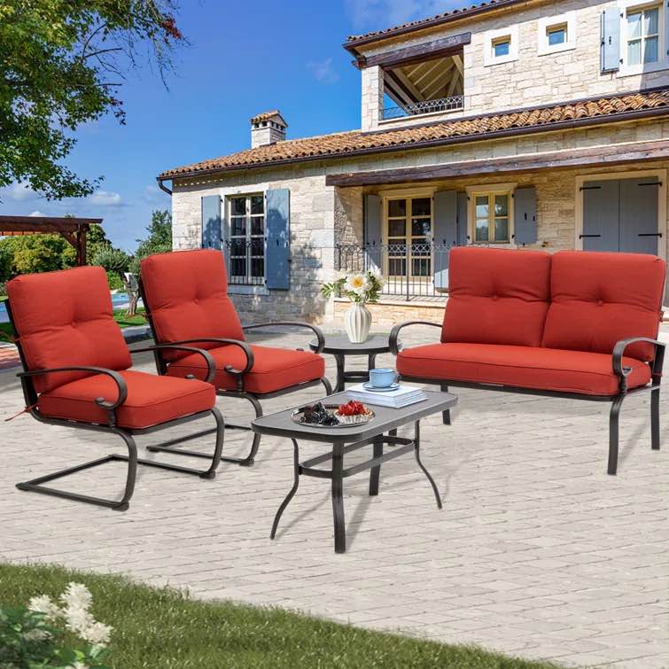 Alekto Metal 4 - Person Seating Group with Cushions