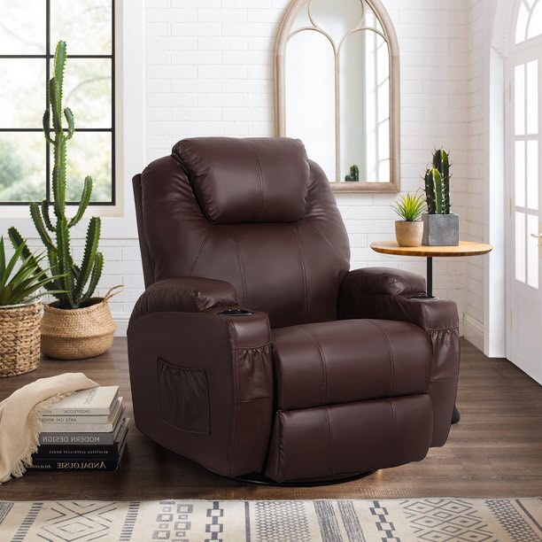 Danrelax Faux Leather Recliner, Brown