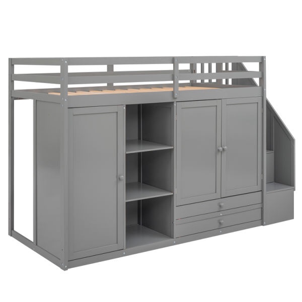  Loft Bed with 3 Shelves; 2 Wardrobes and 2 Drawers; Ladder with Storage (incomplete, box 2 of 3 only)