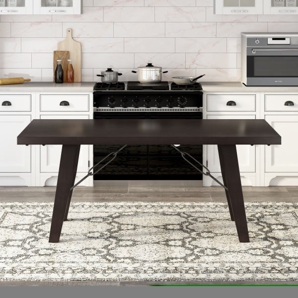 ZNTS TREXM Industrial Style 72" Wooden Rectangular Table with Chain Bracket WF290789AAP ( Gray)