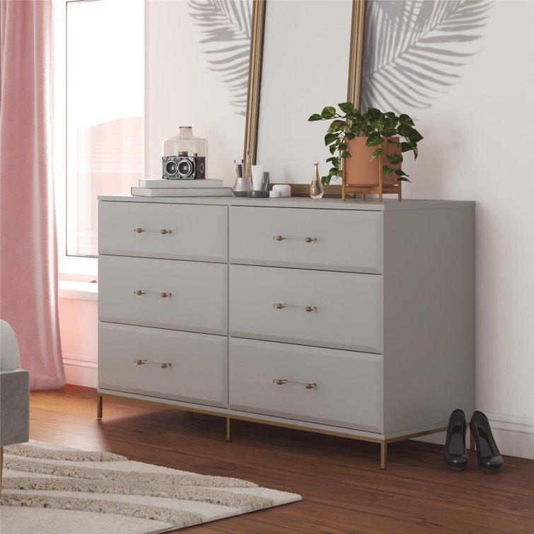Gray Effie 6 Drawer 53.95" W Double Dresser 