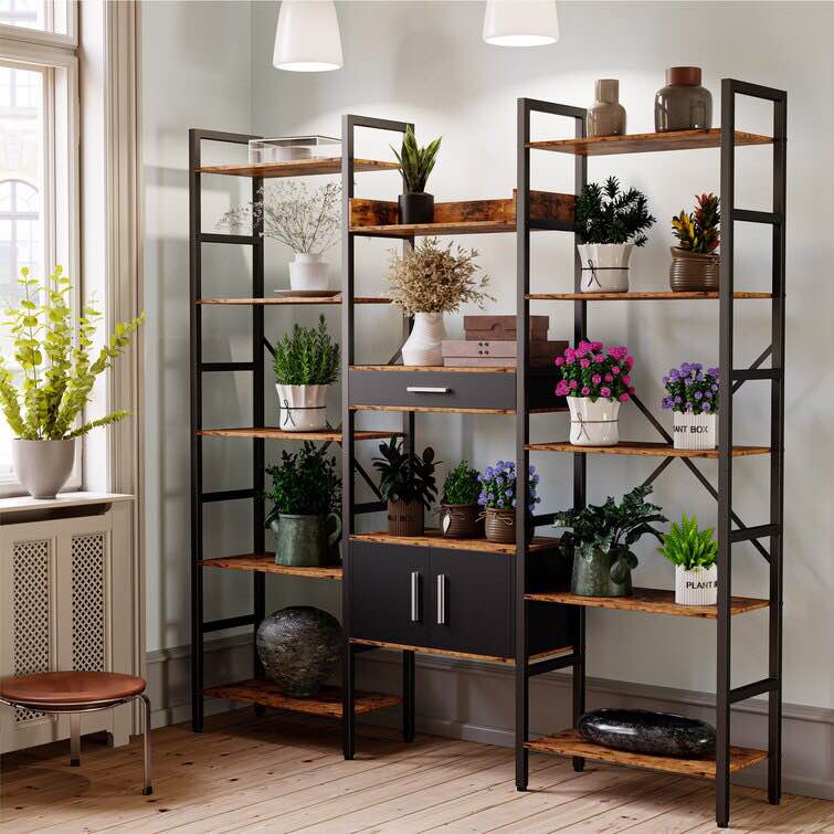 Jhosue 70" H x 69.3" W Iron Step Bookcase