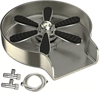 Glass Rinser for Kitchen Sink, Quick Cup Washer Accessories, Stainless Steel Glass Washer For Sink, Automatic Faucet Glass Rinser, Bottle Cleaner Sink Attachment for Home, Cafe or Bar, Brushed Nickel