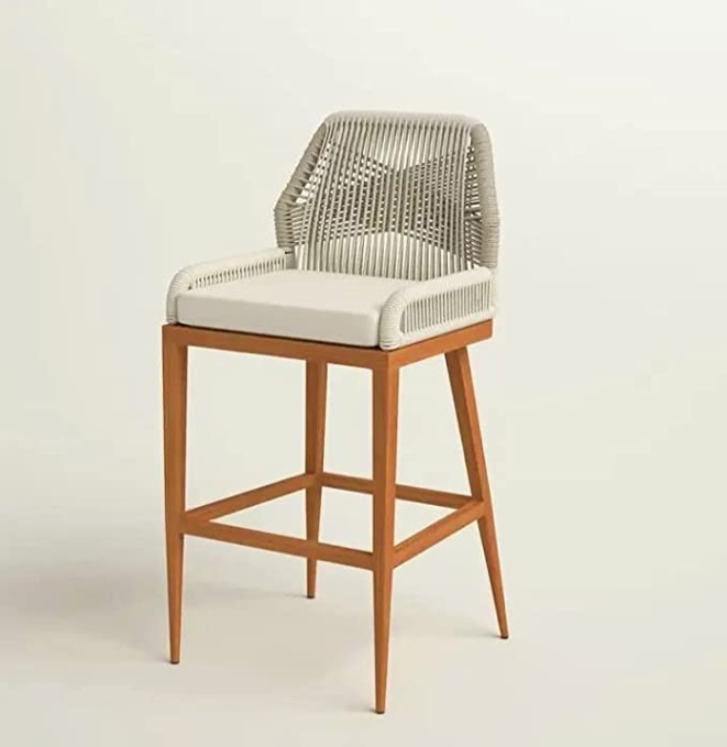 US Furnishing Indoor and Outdoor Waterproof Hand-Crafted Stool, Counter Height Stool Bar High Home Back Dining Chair Comfortable Simple Beautiful (Counter 25), Beige. Brown (7889-cc)