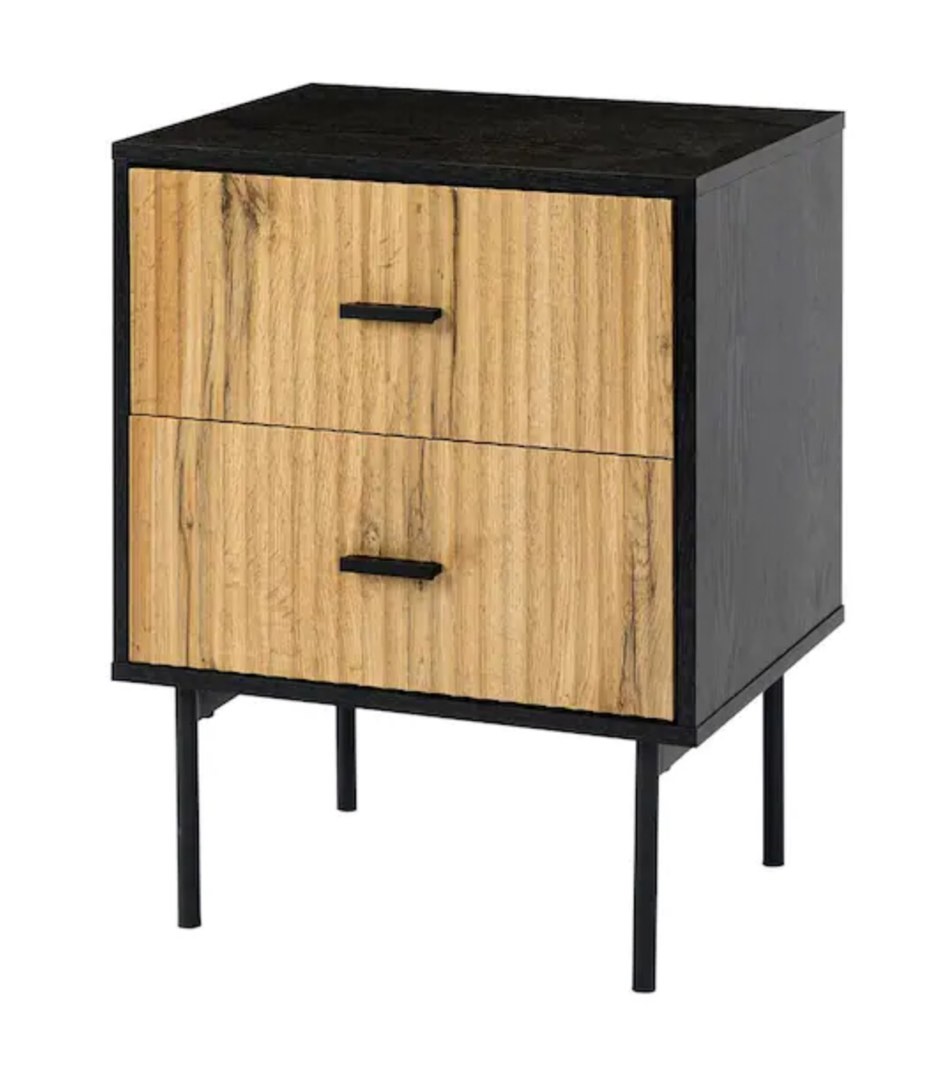 JAYDEN CREATION Orena 19.7 in. W x 15.7 in. D x 25.2 in. H 2-Drawer Black Nightstand