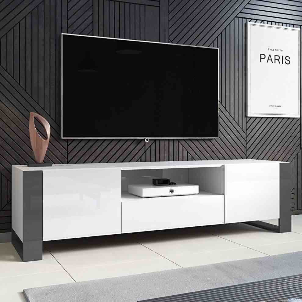 White/Black TV Stand woody | Modern tv, Modern tv stand, INCOMPLETE (Box 2/2 Only)