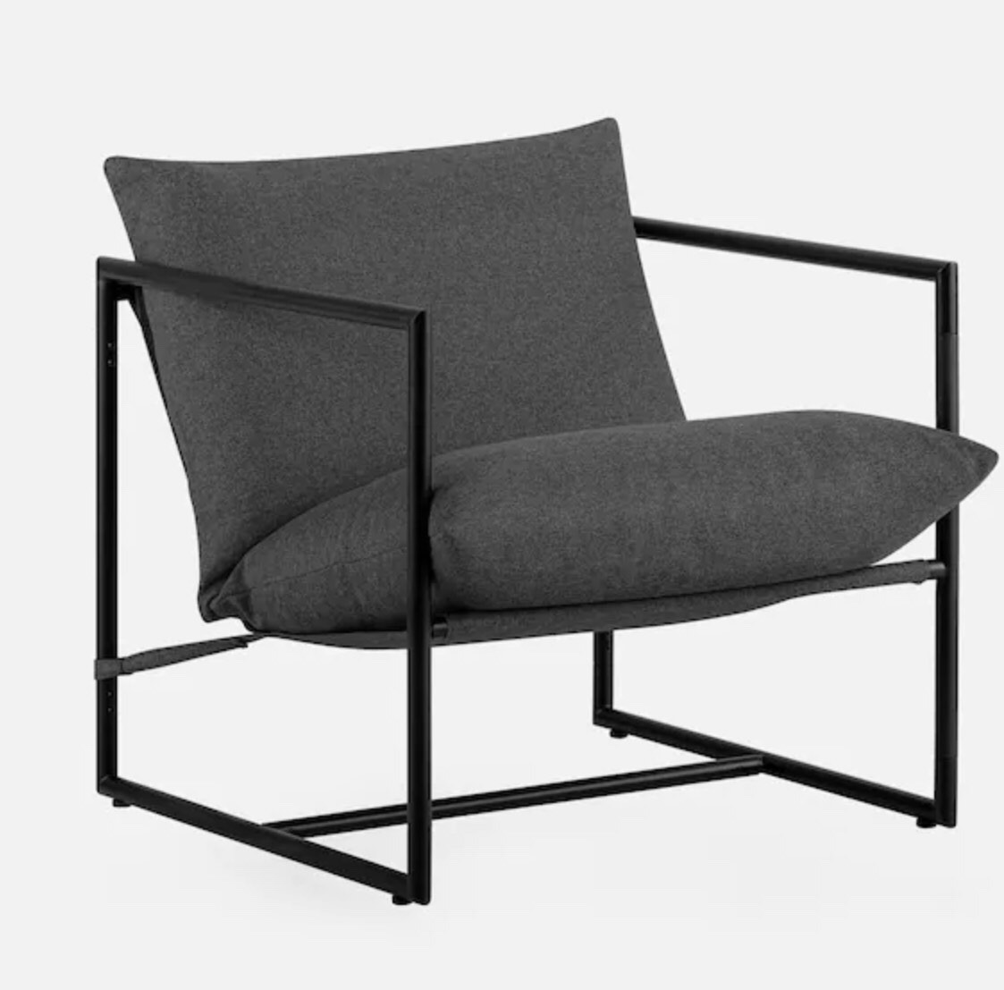 Ashton Dark Gray Metal and Upholstered Sling Accent Chair