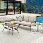 2-Piece Metal Patio Deep Seating Set with Beige Cushions PF19004-W NEW VERSION-1-T