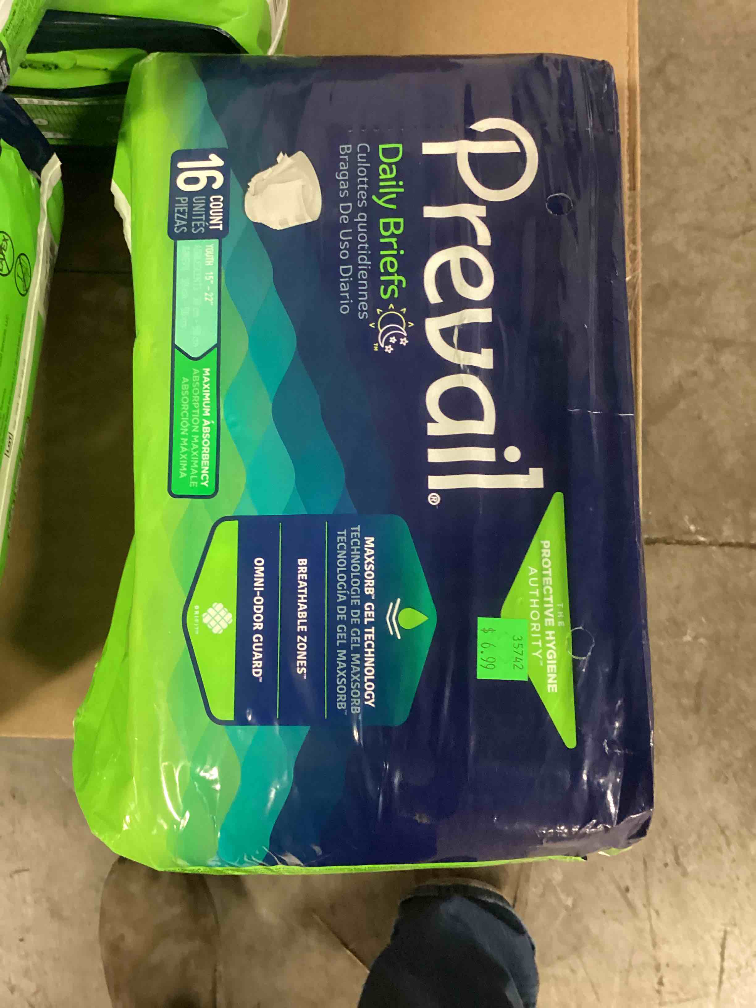 Prevail Maximum Absorbency Incontinence Briefs Youth 16 Count Breathable Rapid Absorption Discreet Comfort Fit Adult Diapers