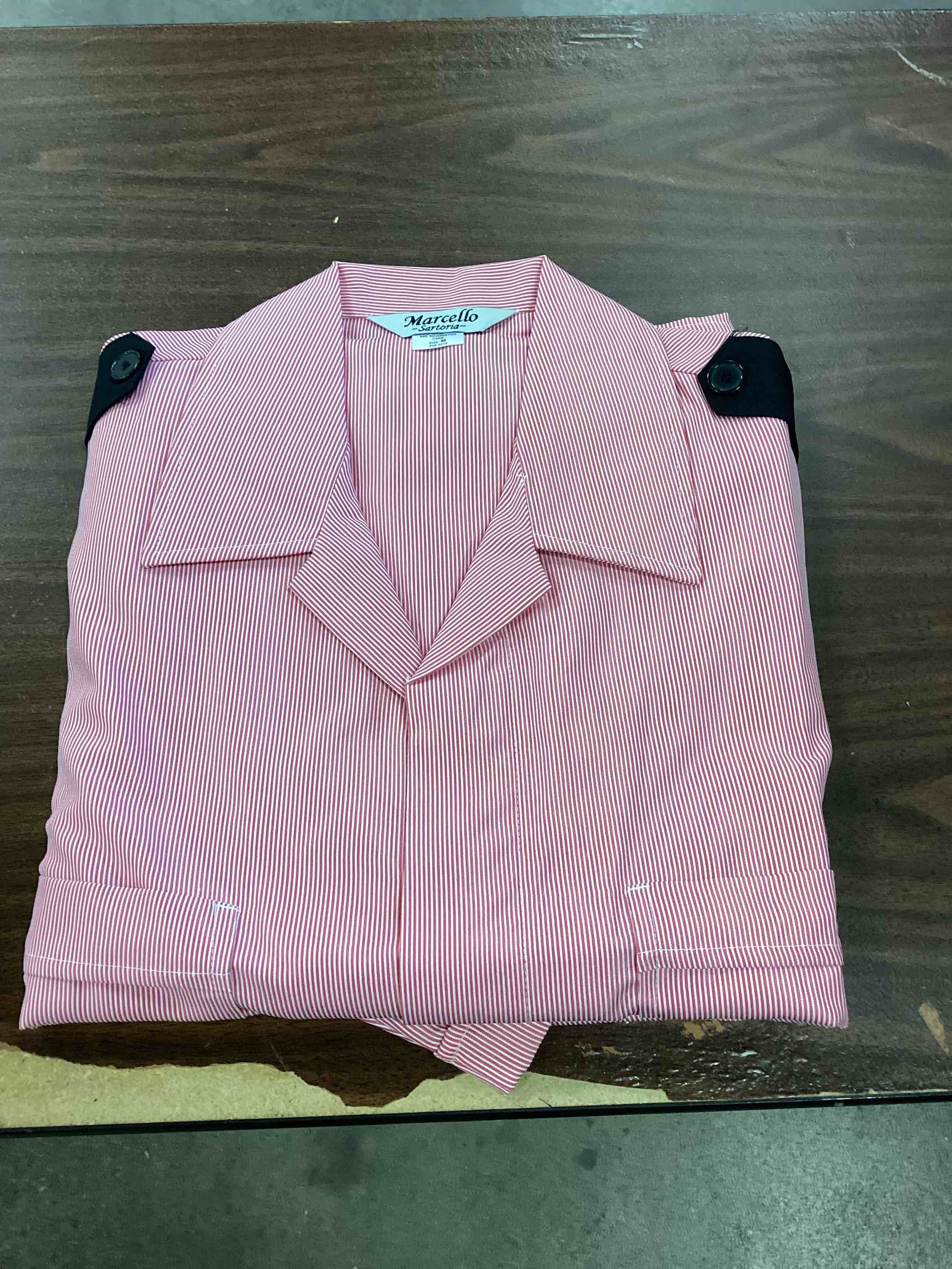 white and red striped shirt (48) medium 