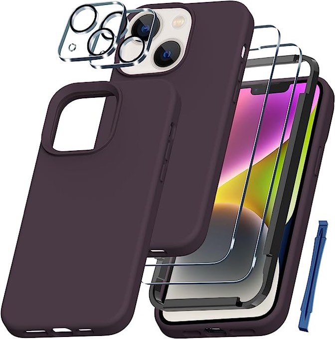 QHOHQ [5 in 1] for iPhone 14 / iPhone 13 Case, with 2X Screen Protector