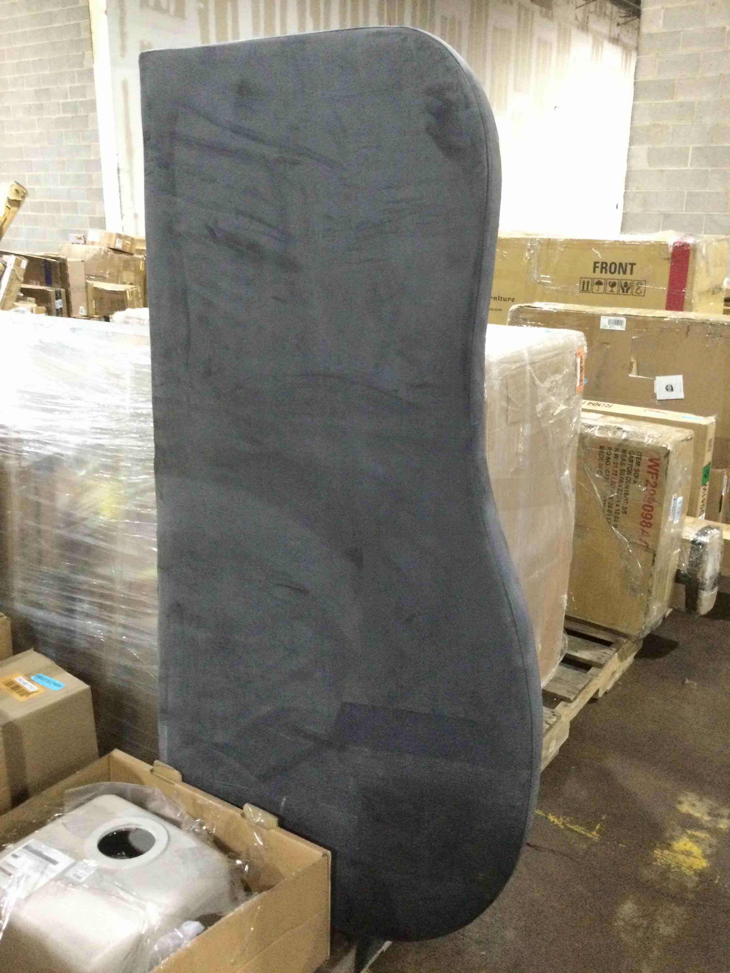 upholstered abstract headboard grey velvet twin 