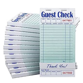 Batrical Guest Check 3.5*6.75” 50 checks B/500 checks