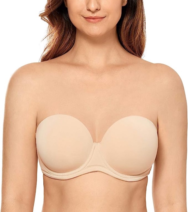 CALVENA Women's Strapless Bra Underwire Contour Multiway Full Coverage Bra Red Carpet