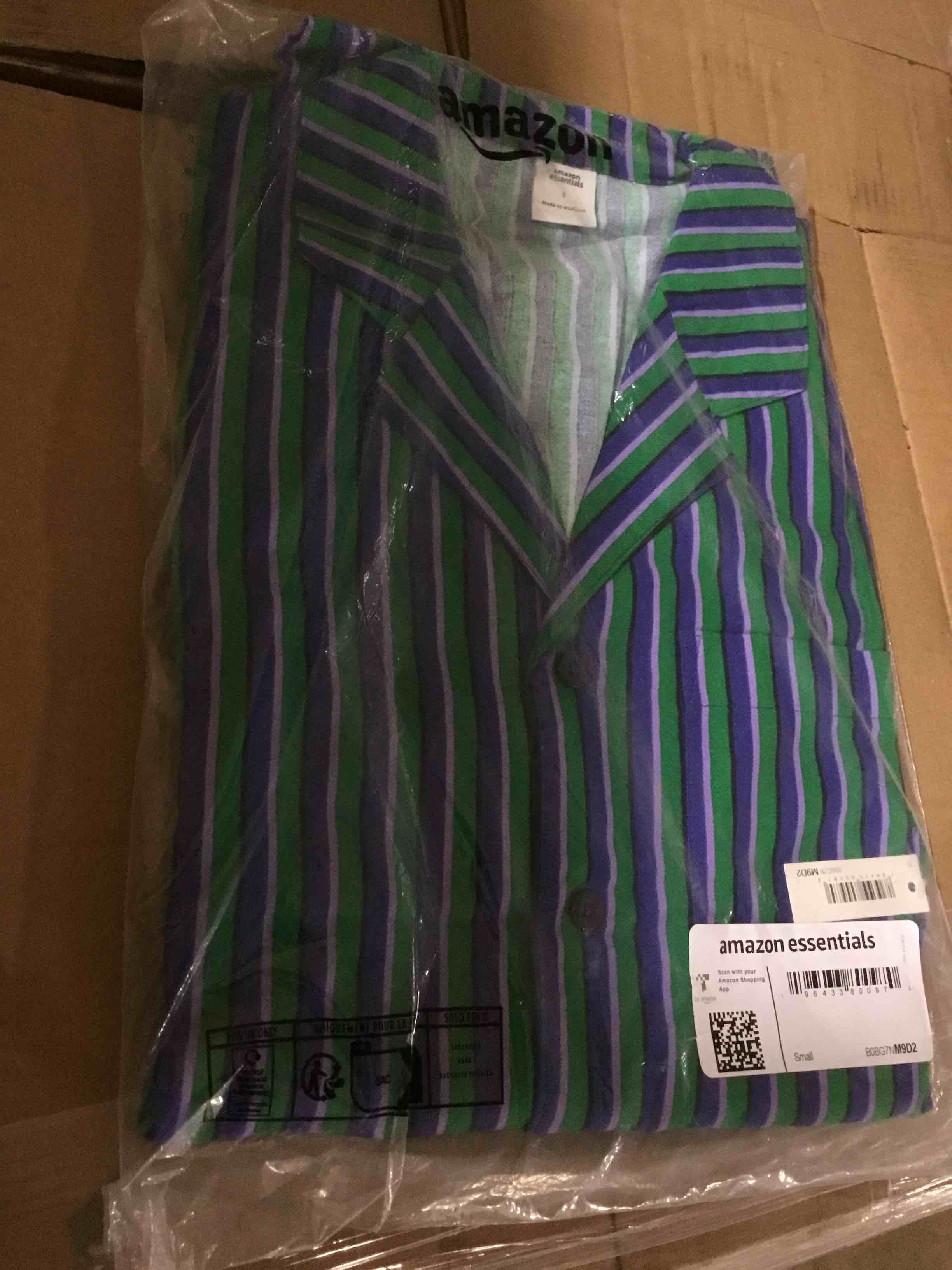 striped pajamas green and purple Amazon essentials 