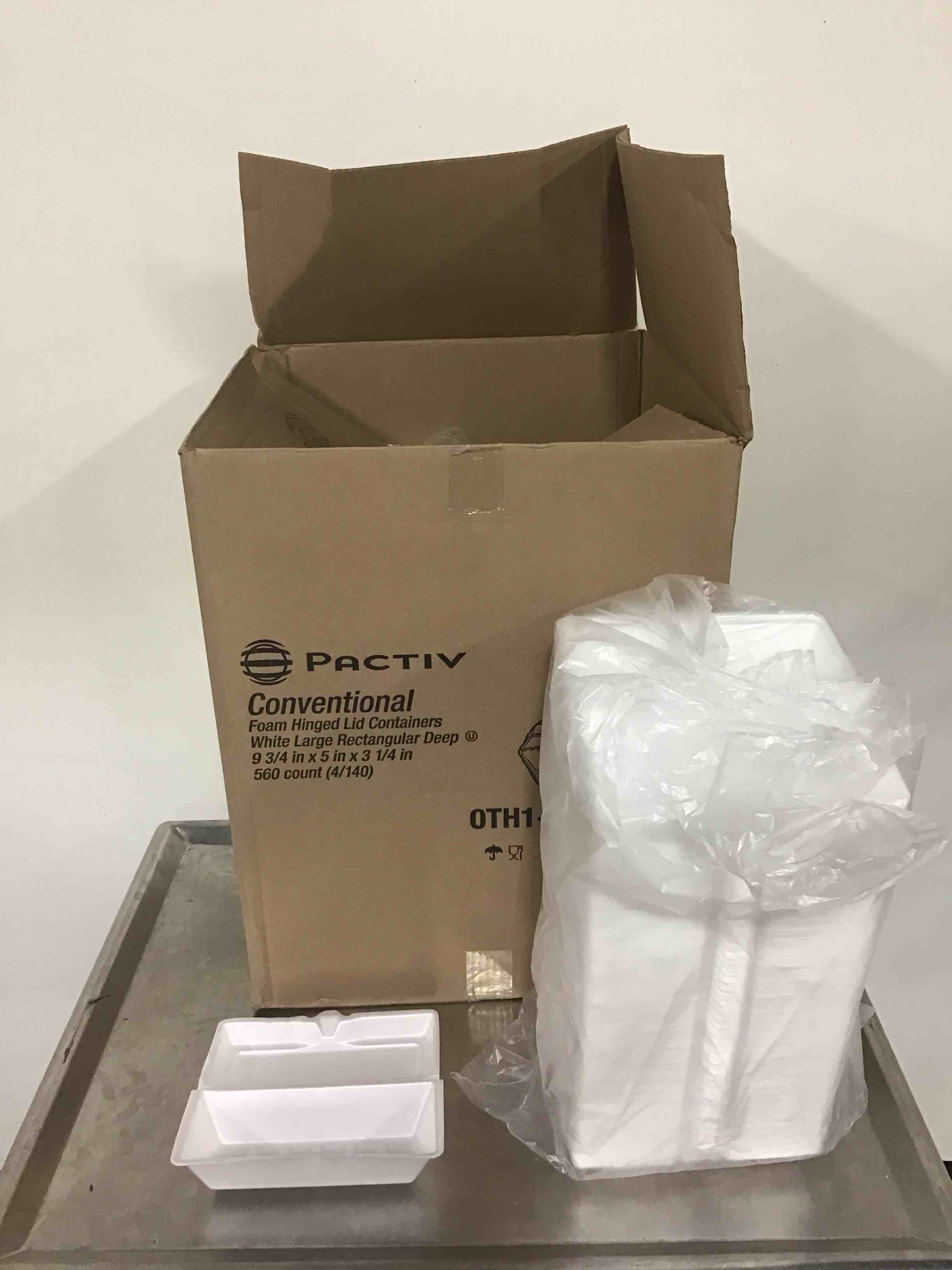 LOT OF PACTIV STYROFOAM HINGED LID CONTAINERS
