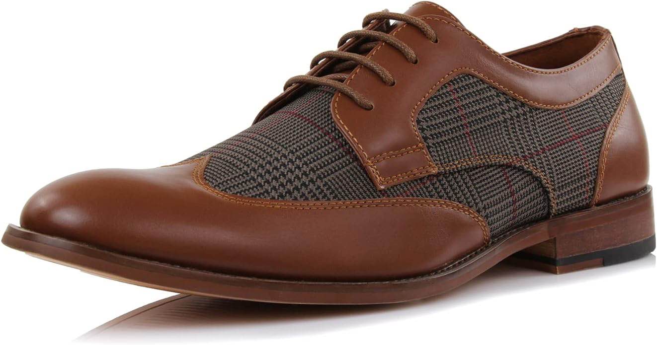 Parrazo Mens Plaid and Leather Dress Shoe Size 9