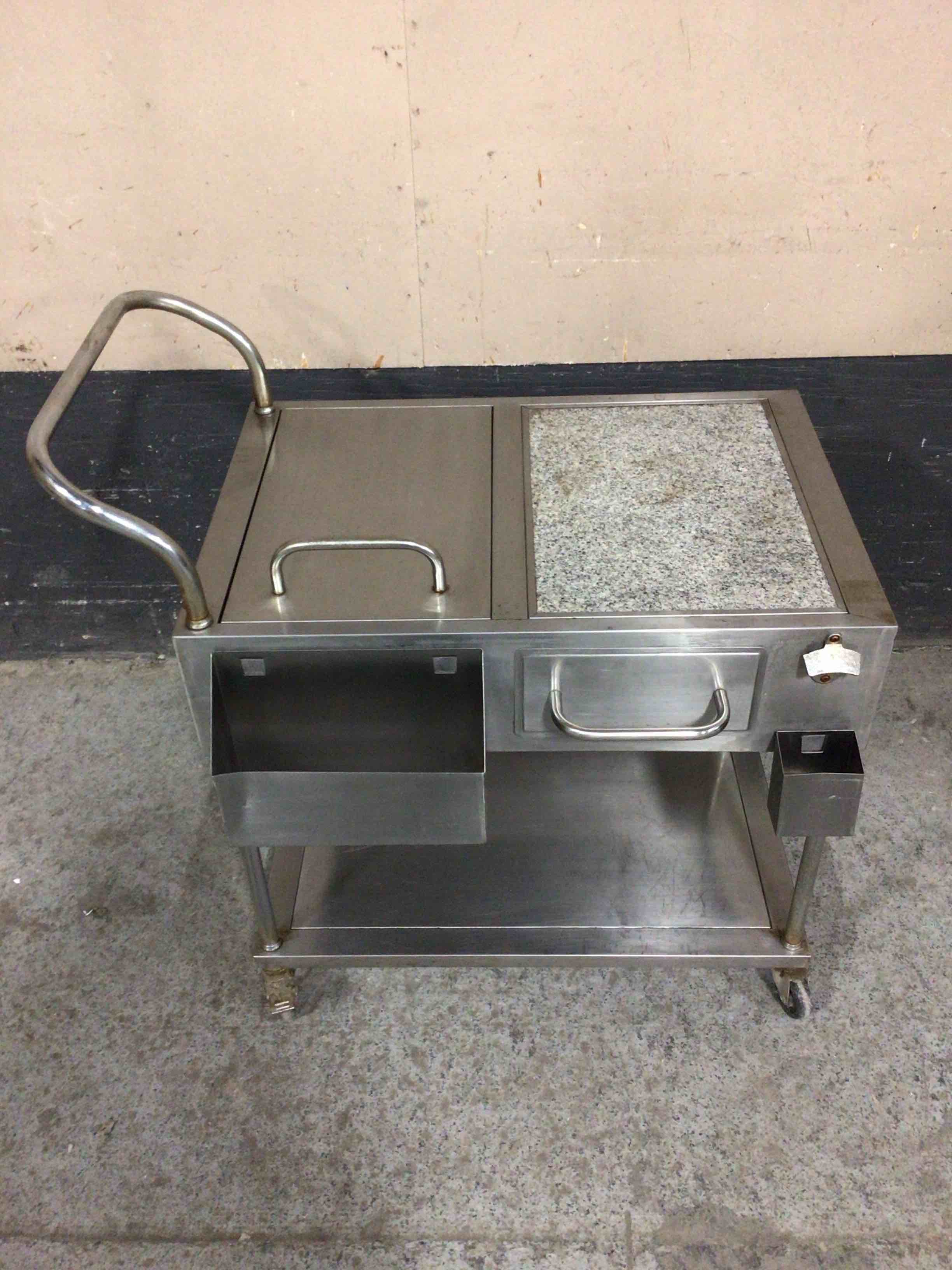 STAINLESS STEEL CATERING CART WITH DRAWER - UNDER SHELF AND ICE BIN