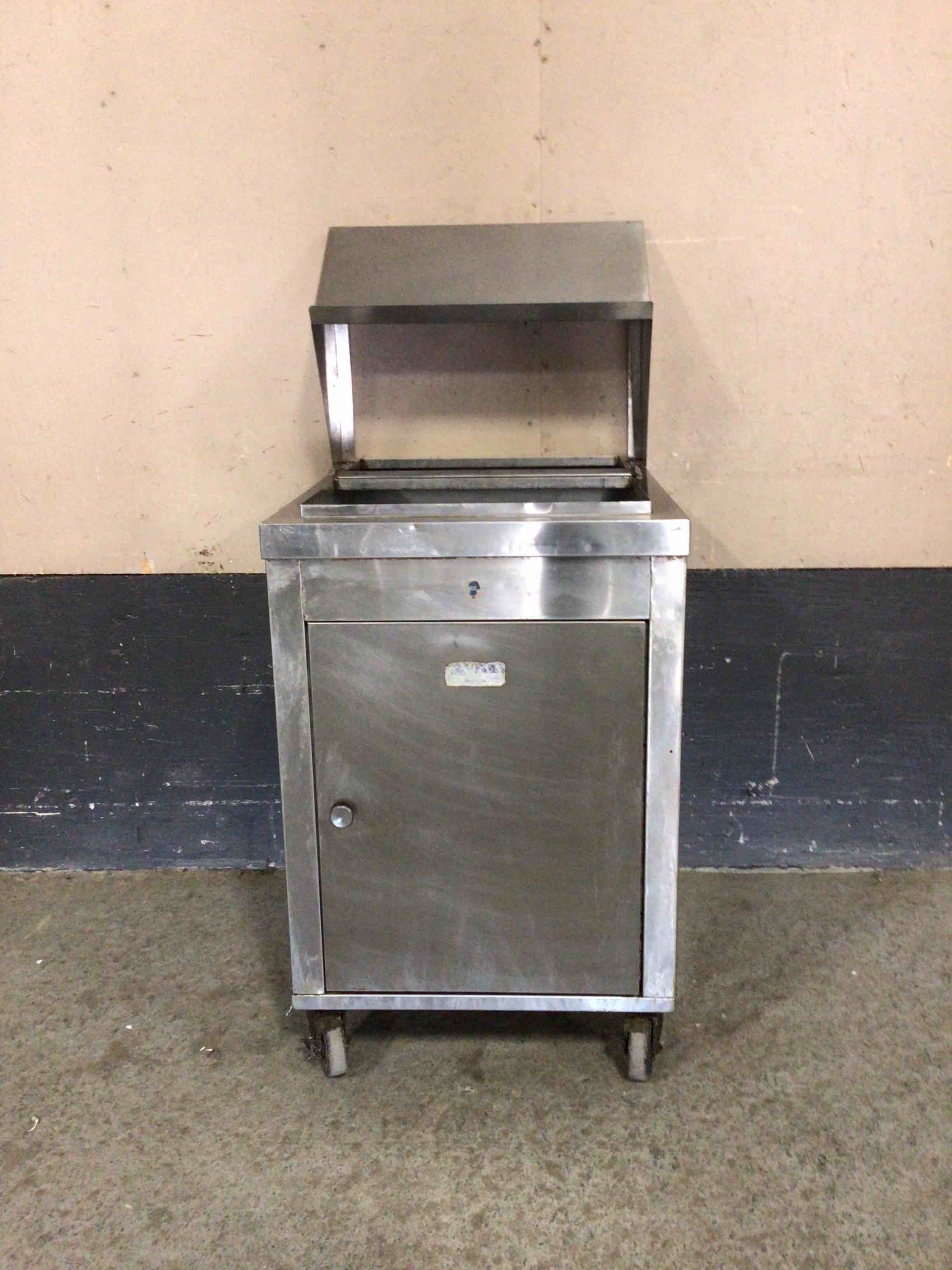 STAINLESS STEEL 27 INCH BREADING STATION ON CASTERS