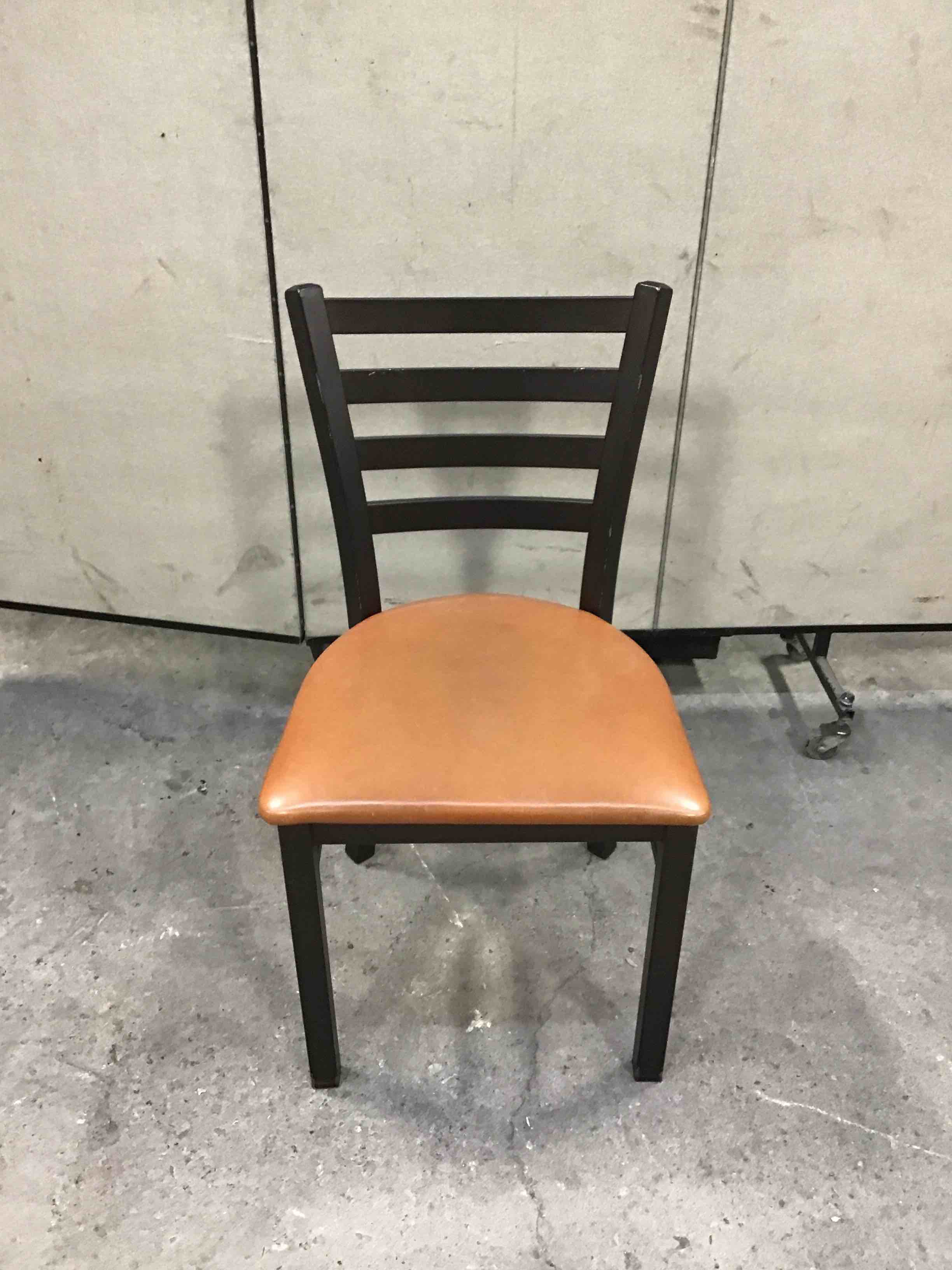METAL LADDER BACK CHAIR WITH VINYL CUSHION 