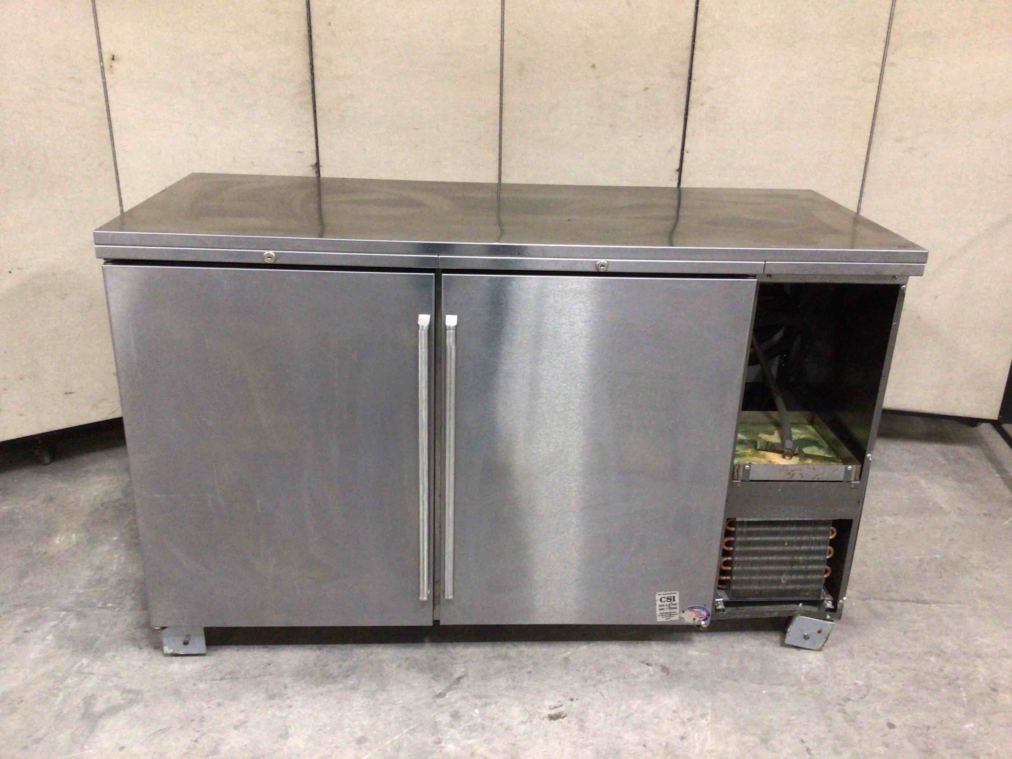 PERLICK 60 INCH DOUBLE DOOR STAINLESS STEEL BACK BAR REFRIGERATOR 