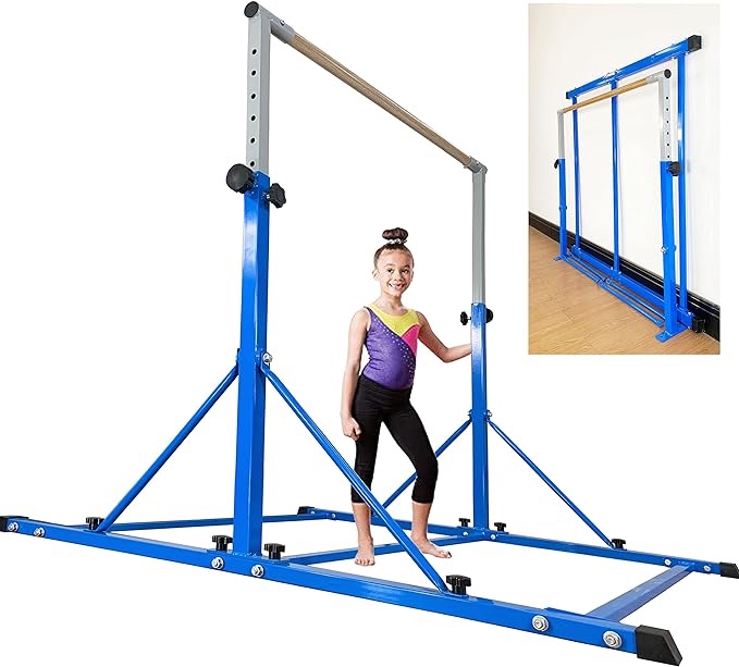 Marfula Gymnastic Bar For Kids and Teenage Ages 3-25, 5 FT / 6 FT Base Length, 5 FT / 6 FT Height, Gymnastic Kip Bar Horizontal Bar For Gymnast, Gymnastic Training Equipment For Home And Gymnastic Center Use