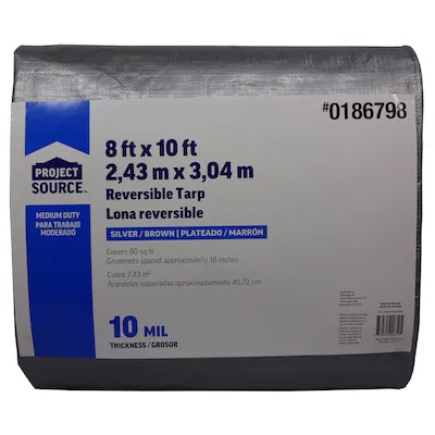 Project Source 10-ft x 8-ft Silver Waterproof Standard Polyethylene 10-mil Tarp