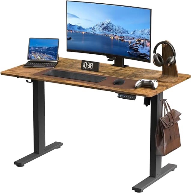 DUMOS 55 Inch Electric Standing Desk with Storage Drawers Height Adjustable Sit Stand Up Computer Work Table Ergonomic Rising PC Workstation for Home Office