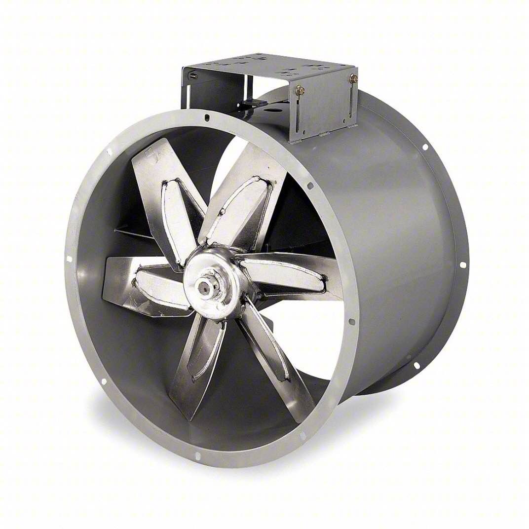 DAYTON Tubeaxial Fan: Clean Air, 24 in Blade, 50 sones Max Noise Level @ 5 Feet, Belt Drive