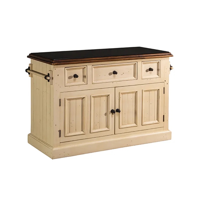 Tuscan Retreat 3 Drawer 4 Door Large Granite Top Kitchen Island - Country White
