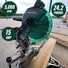 Metabo HPT | Compound Miter Saw | 10-Inch | Single Bevel | 15-Amp Motor | 0-52° Miter Angle Range | 0-45° Bevel Range | Large Table | 10" 24T TCT Miter Saw Blade | C10FCGS