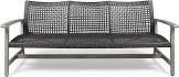 Great Deal Furniture Marcia Outdoor Wood and Wicker Sofa, Light Gray Finish with Mix Black Wicker