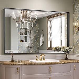 Brightify Black Bathroom Mirror for Wall, 48 x 30 Inch Rectangle Bathroom Mirrors for Vanity Black Metal Framed, Matte Black Mirrors for Living Room Hallway Wall Decor, Hang Horizontal or Vertical