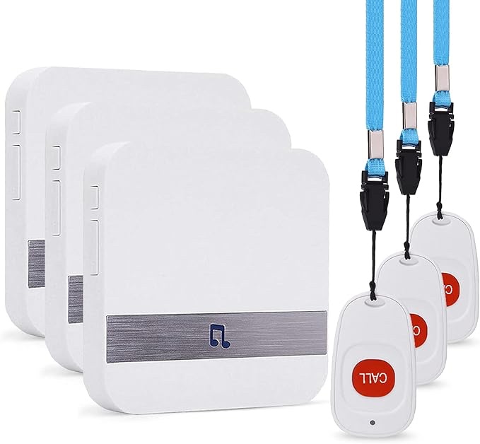 Caregiver Pager, FullHouse Wireless Call Button SOS Alert Nurse Calling Patient Fall Help System for Elderly Monitoring at Home, IP55 Waterproof