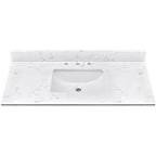 EQLOO 48"x22" Engineered Stone Bathroom Vanity Top with Rectangular Undermount Ceramic Middle Sink, 8 Inch Faucet Hole Spread with Backsplash Bathroom Vanity Sink Top (Cabinet Not Included)