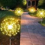 Foxmitool 4 Pack Firework Garden Lights Yellow Light 