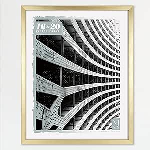 MCS Gallery Foundation Poster Frame, Picture Frame For Wall Art, Brass, 16 x 20 Inch, Single