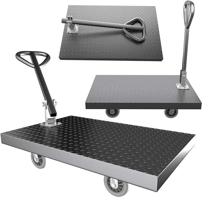 Lomive Heavy Duty Hand Truck with Rotatable Handrail,42"×24" Foldable Platform Truck Cart w/2200lbs Capacity,Collapsible Push Cart Dolly w/360 Swivel Casters,Flatbed Cart w/All-Steel Construction