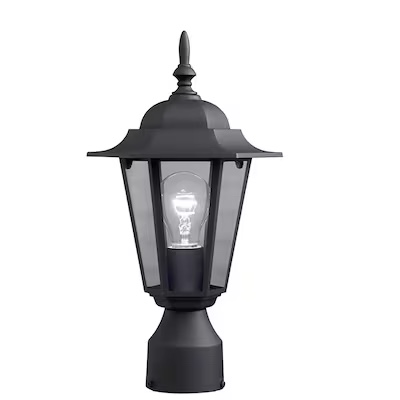 Project Source 14.92-in Sand Black Traditional Outdoor Light Post Lantern