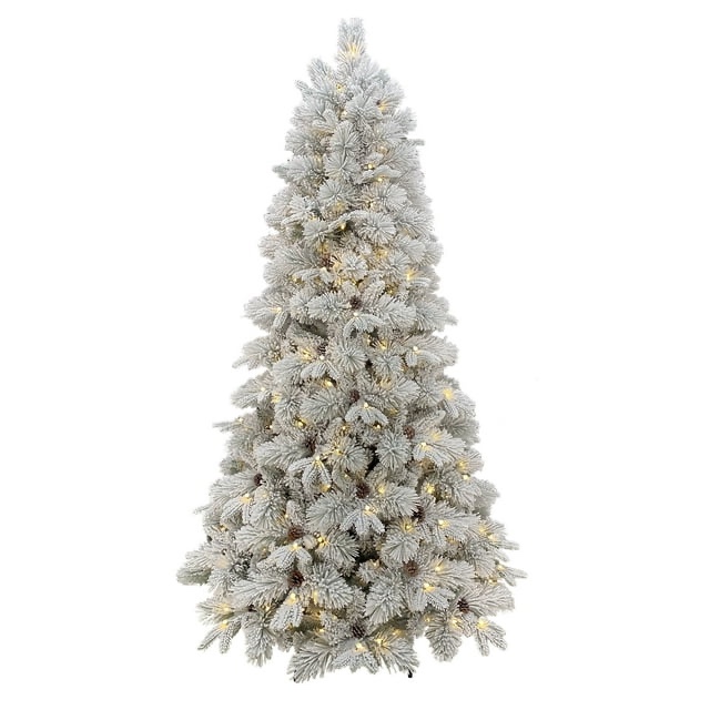 6.5 Foot Pre-Lit Flocked Frisco Pine Tree