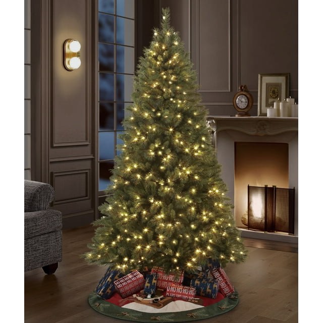 Holiday Time 7.5Ft Denali Fir Pre-Lit Tree with One-Plug Technology and 500 Warm White LED Lights for the Christmas Season