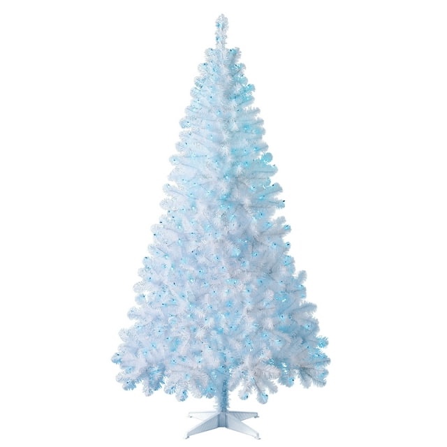 6.5 ft Pre-Lit Madison Pine White Artificial Christmas Tree, Clear Incandescent Lights, by Holiday Time