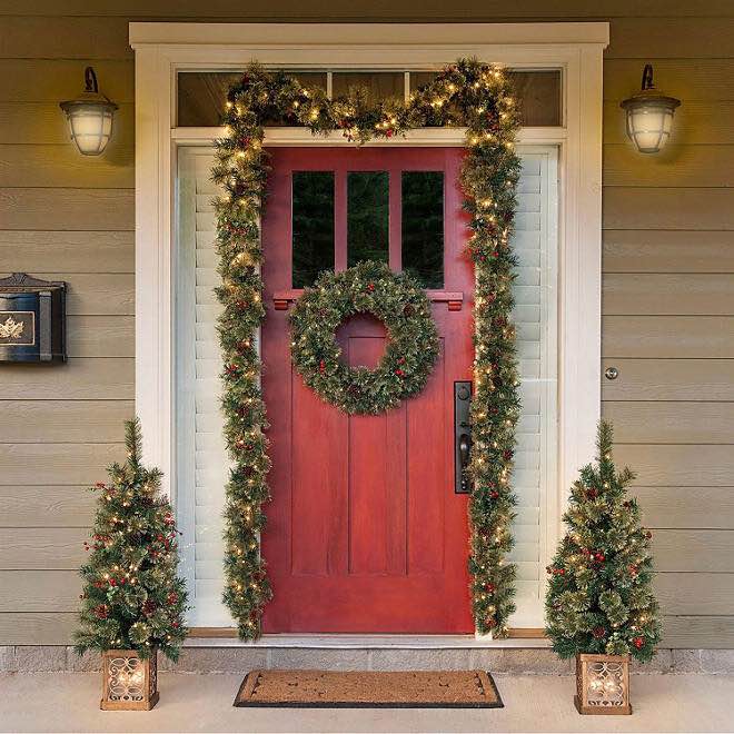 5-Piece Pre-lit Holiday Entryway Set